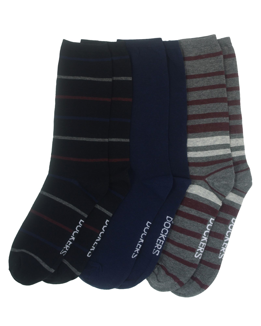 (image for) Innovative Flat Knit Crew Socks with Pattern, 3 Pack